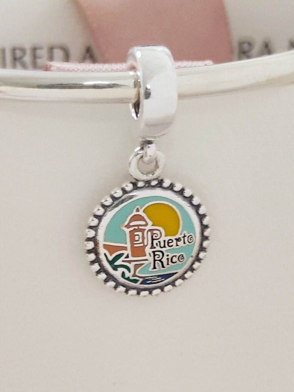 Pandora Puerto Rico Exclusive Dangle Charm Bracelet Pendent S925 Silver with box